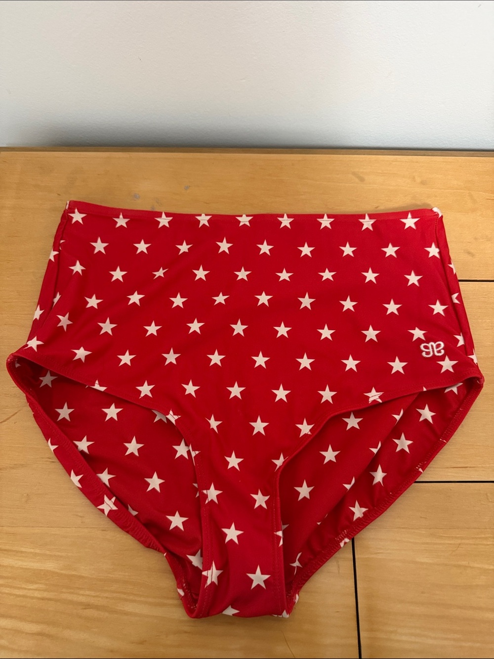 Albion Red Swim Bottoms with White Star Print